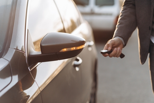 A,Male,Hand,Opens,The,Car,With,A,Car,Key car key fob